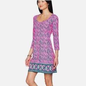 Lilly Pulitzer Beacon Mini Dress XS 3/4 Sleeve Slathouse Stripe Mandevilla Pink